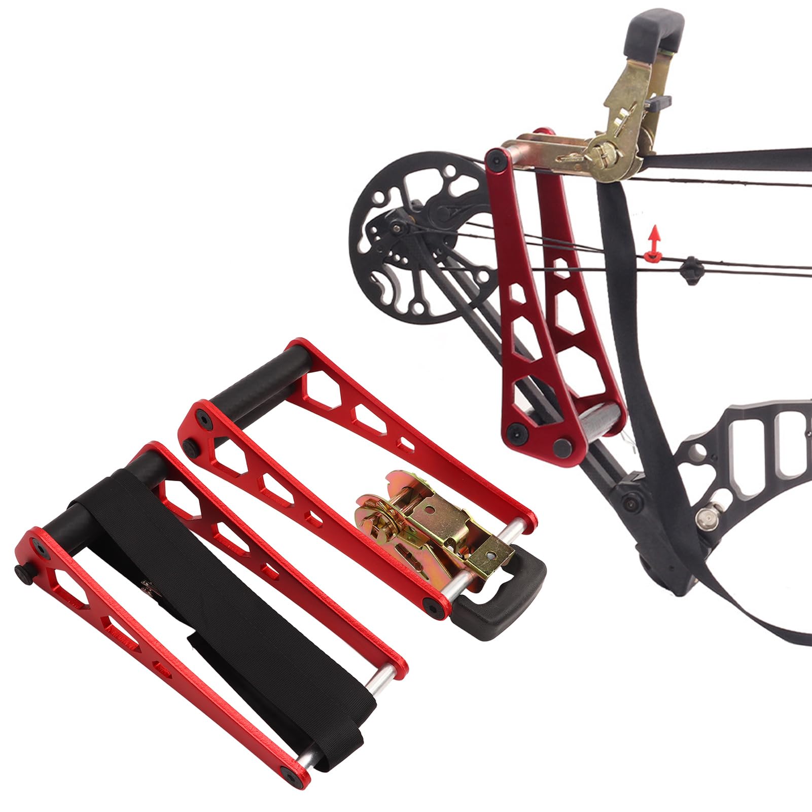 Cliquet Style Portable Bow Press Alliage D'aluminium Composé Bow Press String Changer Ajuster Outils Ratchet Loc Presse Rouge | FR