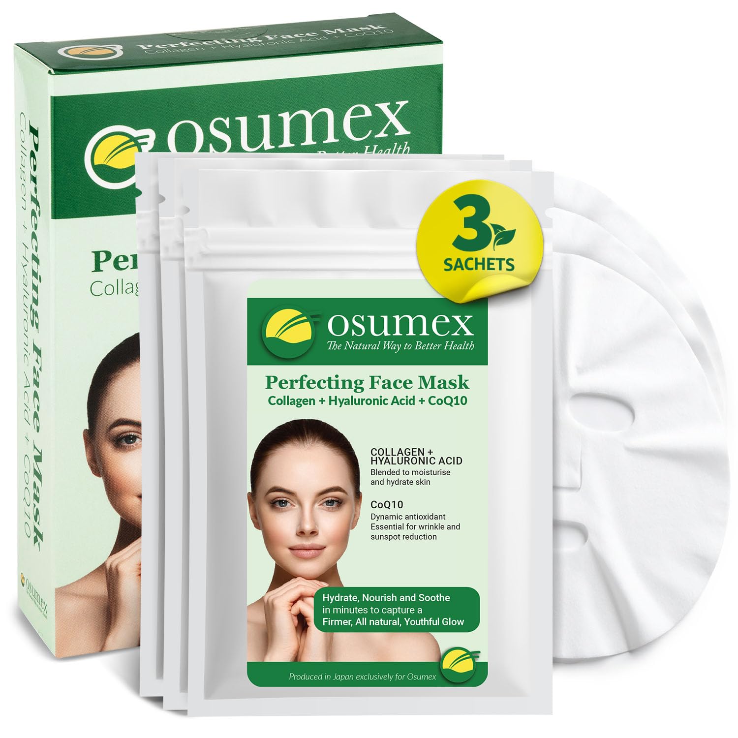 Perfecting Face Mask 5 Pack (New and Improved Formula) - Hydrating Collagen Face Masks, Moisturizing Face Mask, Sheet Face Masks, Anti Aging for Dry Skin, Sheet Masks Skincare