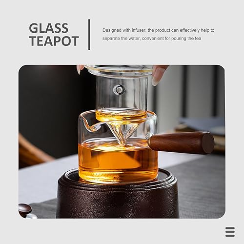 Miniatura 7 de CALLARON Tetera de vidrio, tetera de vidrio, tetera japonesa con mango lateral, dispensador de té con infusor chino para hacer té de hojas sueltas,