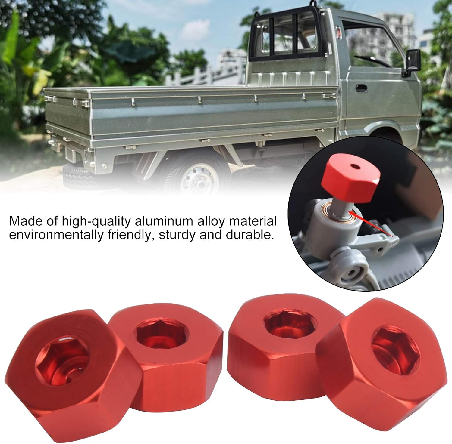 Universal 5mm to 12mm Wheel Hub Hex Adapter for 1/10 Scale RC Trucks, Racing Hobbyists Model Upgrades