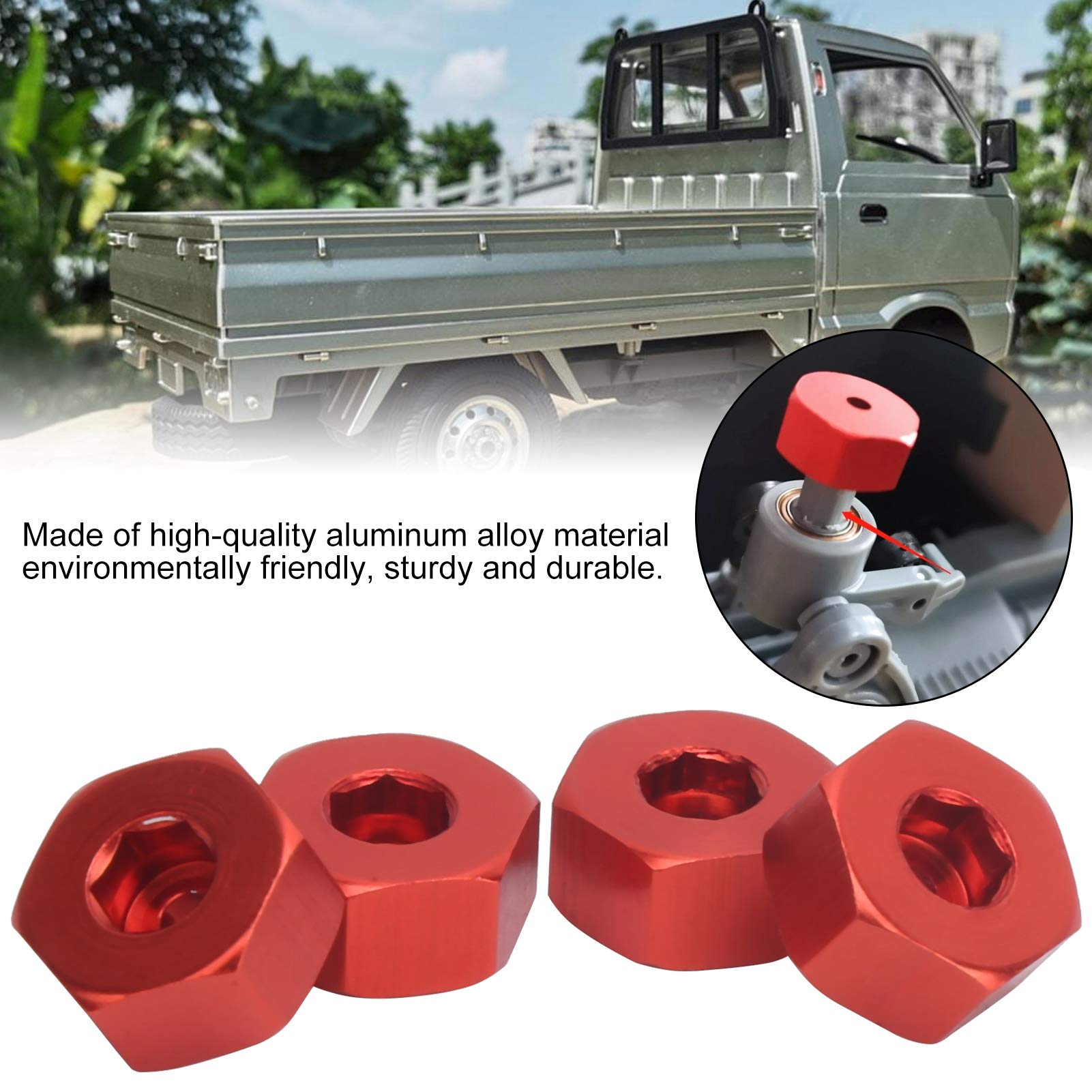 Adaptateur Hexagonal de Moyeu de Roue RC, 4 Pièces, 5mm à 12mm, Adaptateur Hexagonal de Moyeu de Roue combiné, Accessoire pour Camions WPL D12 1/10 RC (1