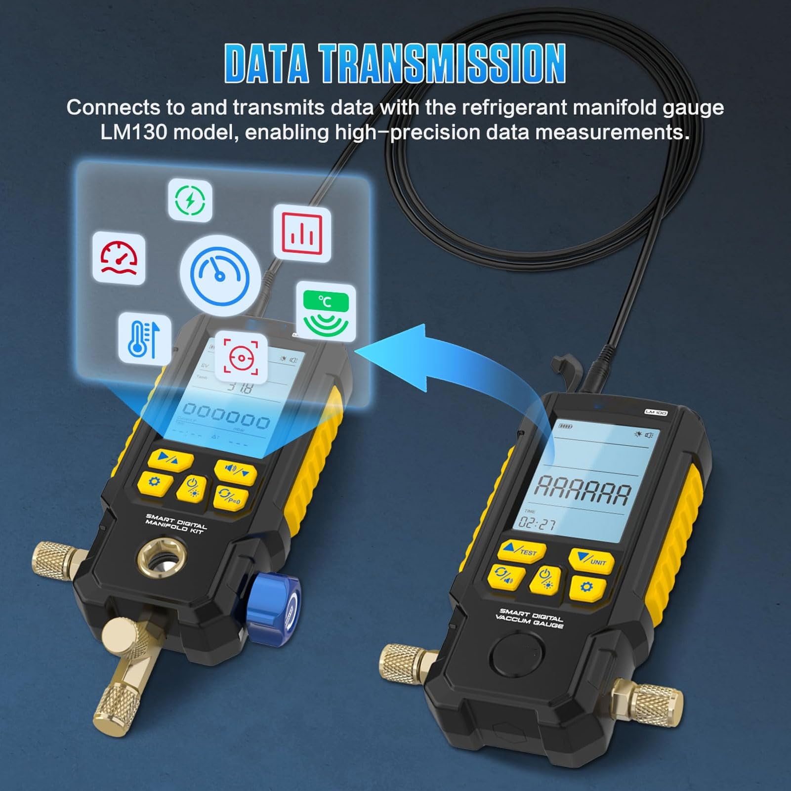 Fyearfly Medidor de vacío 0-2000mbar 2.8 pulgadas 0.2% precisión refrigerante fugas