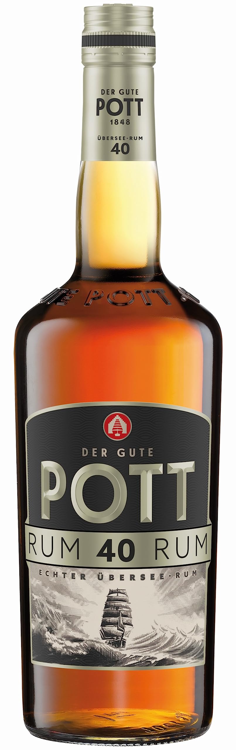 POTT Rum 40% vol. (1 x 0.7 l) , Echter Übersee-Rum , seit 1848 eine Garantie für höchste Qualität & Reife , Perfekt für Tee, Grog, Punsch, Rumtopf, Feuerzangenbowle , zum Backen