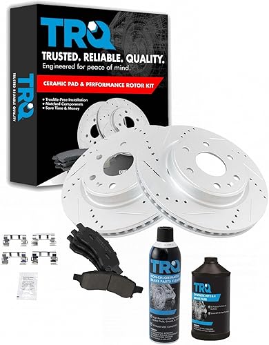 Miniatura 2 de TRQ Kit de rotor de freno y recubierto y pastillas de cerámica con productos químicos