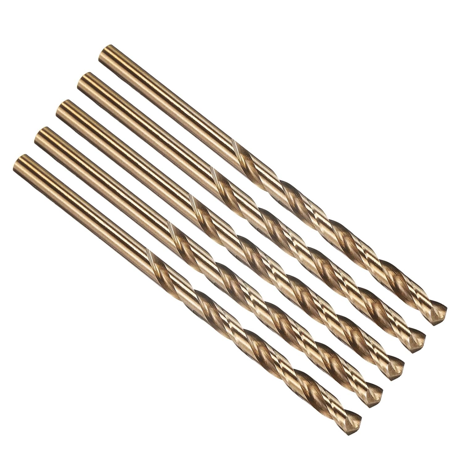 PATIKIL #19 Drill Bit, Micro Number Small Bits 4341 High-Speed Steel 135° Gold Finish for Soft Thin Metal Steel Wood Acrylic - 5 Pack
