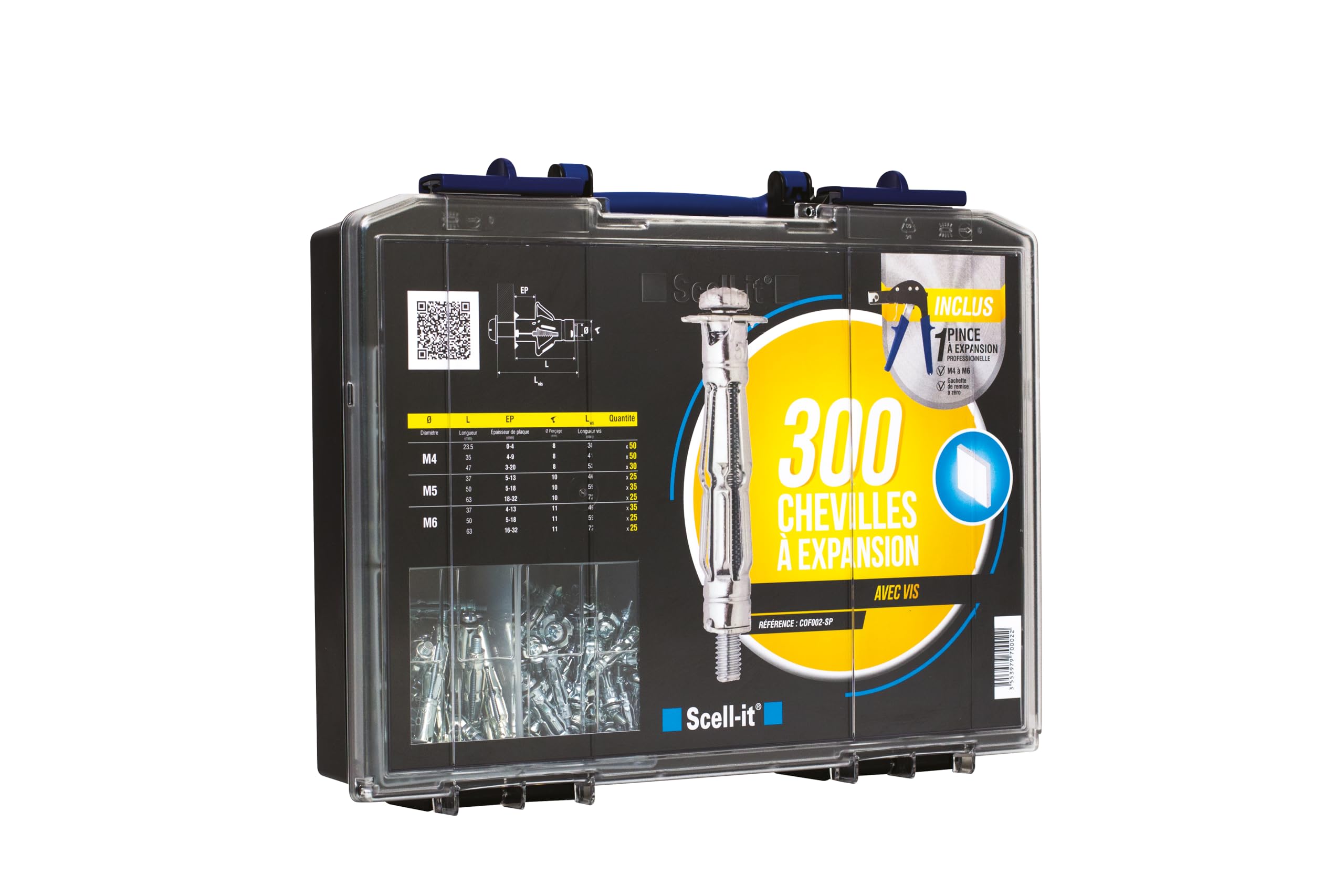 Scell-it - Coffret de 275 chevilles métallique Spyder à expansion avec vis et Pince à expansion MD - COF002-SP - Scell-it