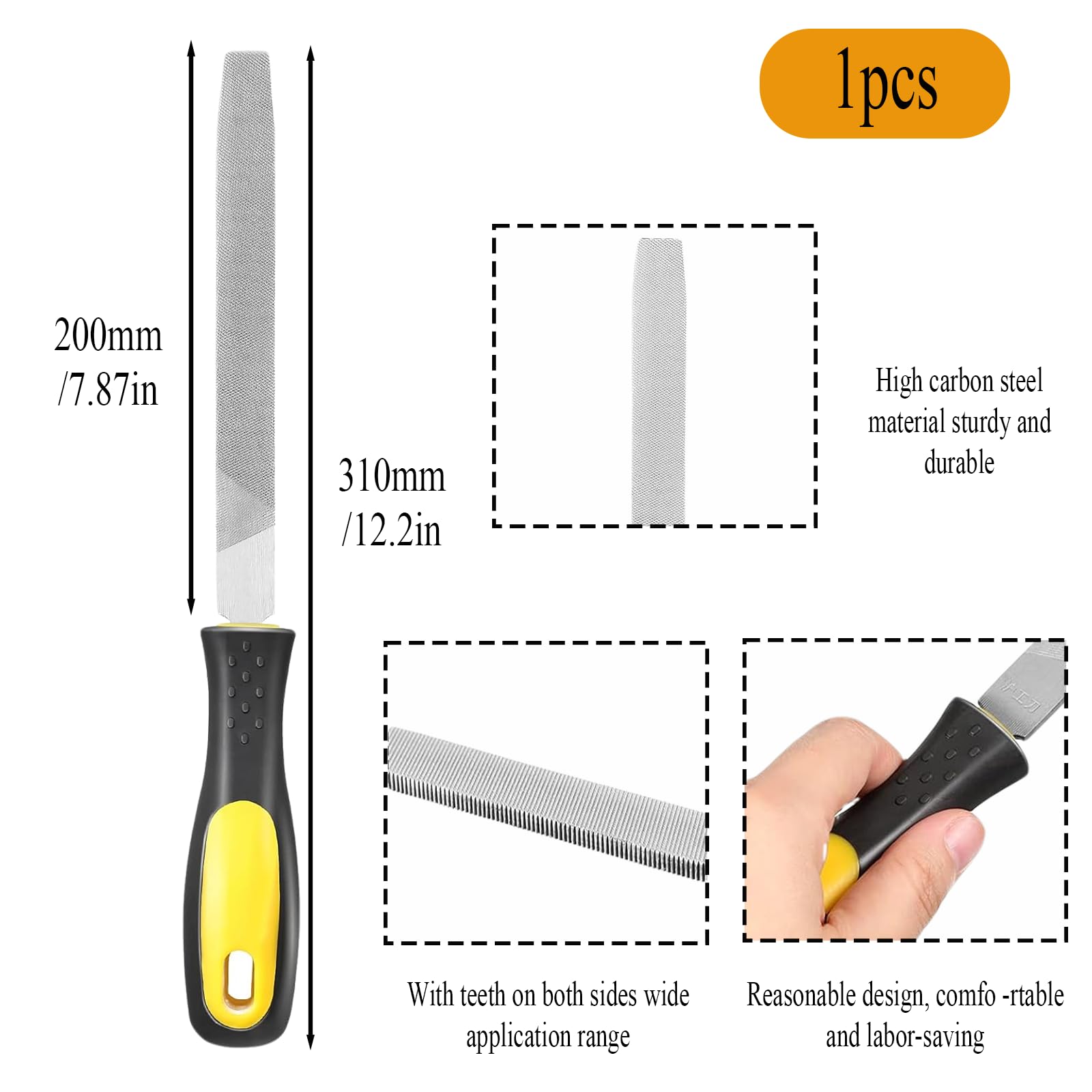 Flat Metal File 12 inch,High Carbon Steel Wood File, Premium Steel Construction - Image 2