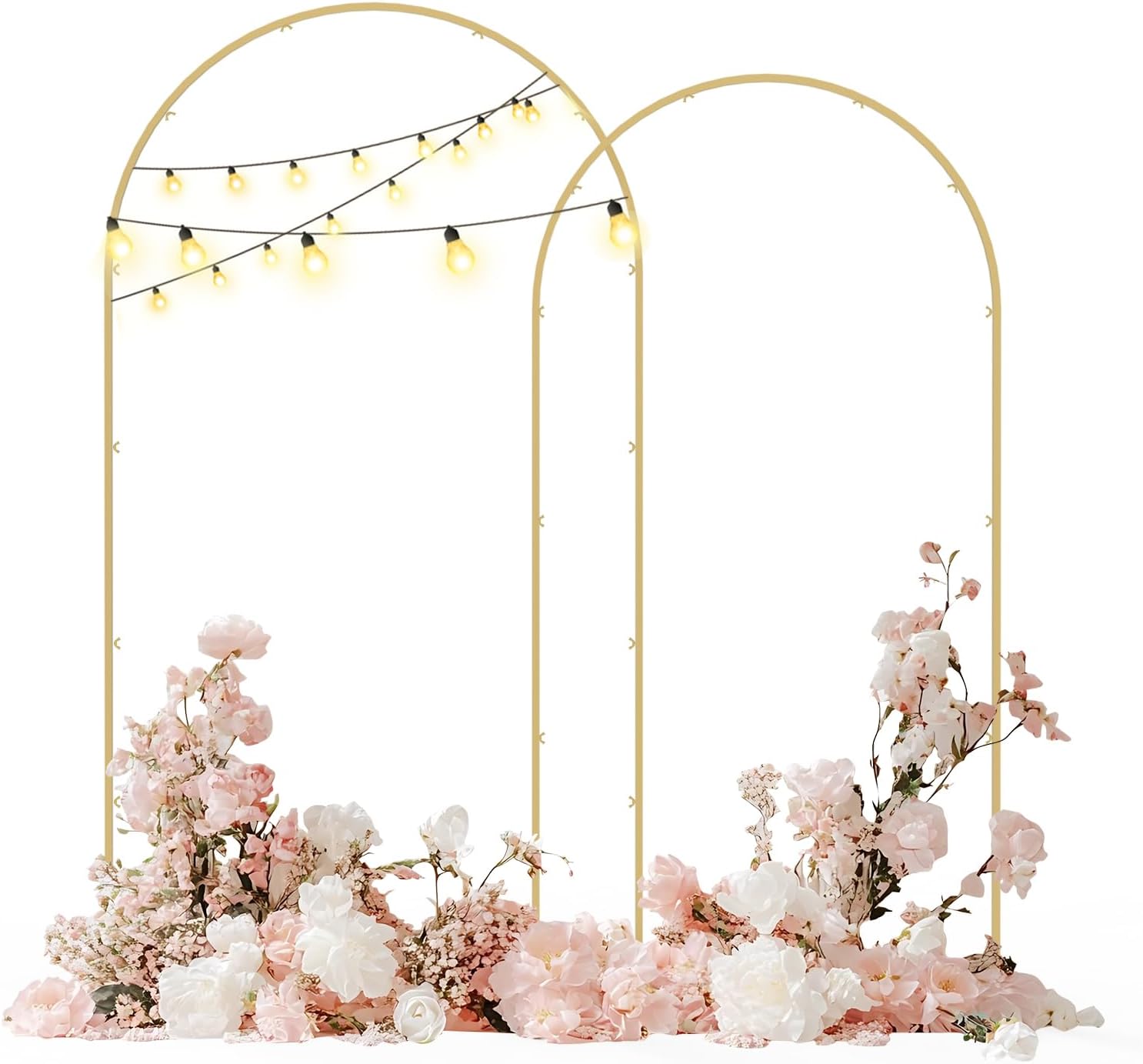 Babenest Gold Arch Backdrop Stand Set of 2, 6.6FT/7.2FT Metal Arch Wedding Stand, Balloon Arch Frame for Ceremony Birthday Party Bridal Baby Shower Banquet Decoration