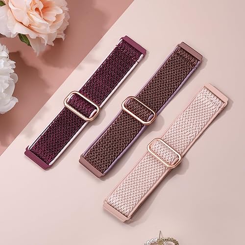 Vista 61 de Maledan Paquete de 3 correas elásticas Solo Loop compatibles con Fitbit Versa 2, para mujeres y hombres, correa de reloj deportiva de nailon suave