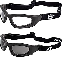 Vista 9 de 2 pares de gafas Birdz Eyewear Soar Safety acolchadas para motocicleta, marcos negros