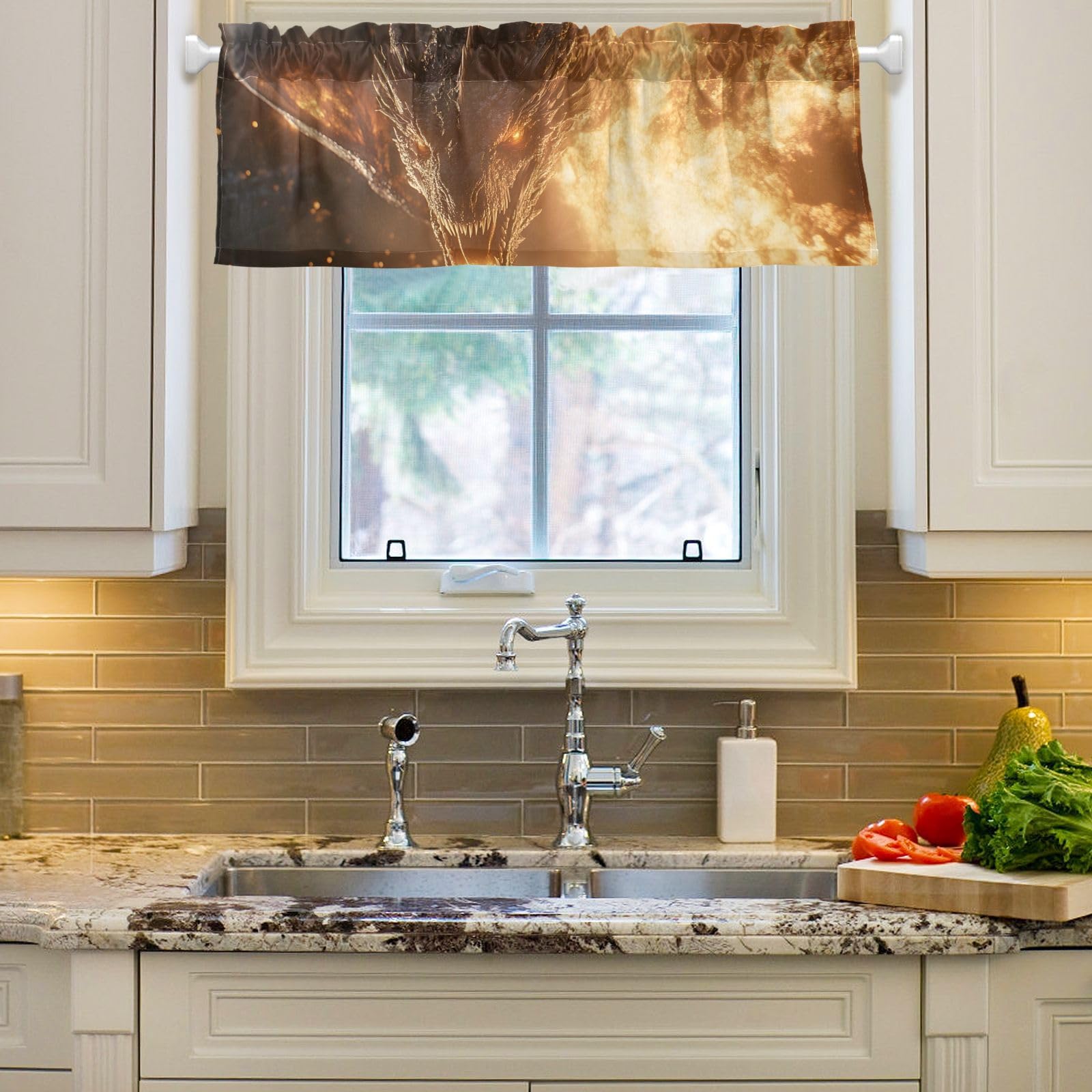 NFMILI Monster Valance Curtains Blackout, Modern Room Darkening, Topper Curtains Valance for Kitchen Windows/Bathroom/Living Room/Bedroom