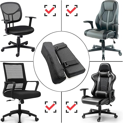 Miniatura 6 de Juego de 2 fundas para reposabrazos para silla de oficina, cómodas almohadas para apoyabrazos (2 almohadas negras para reposabrazos)