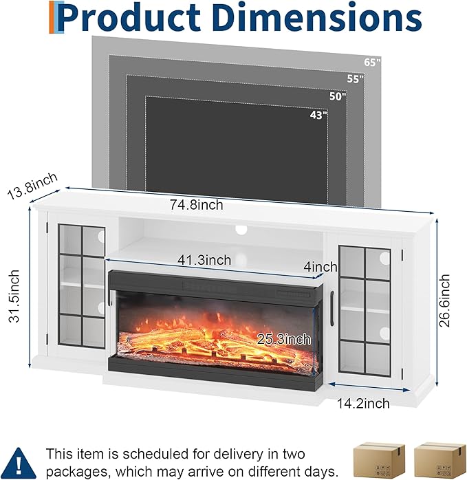 Soporte para TV con Chimenea Eléctrica 75" PeakPursuit miniatura 2
