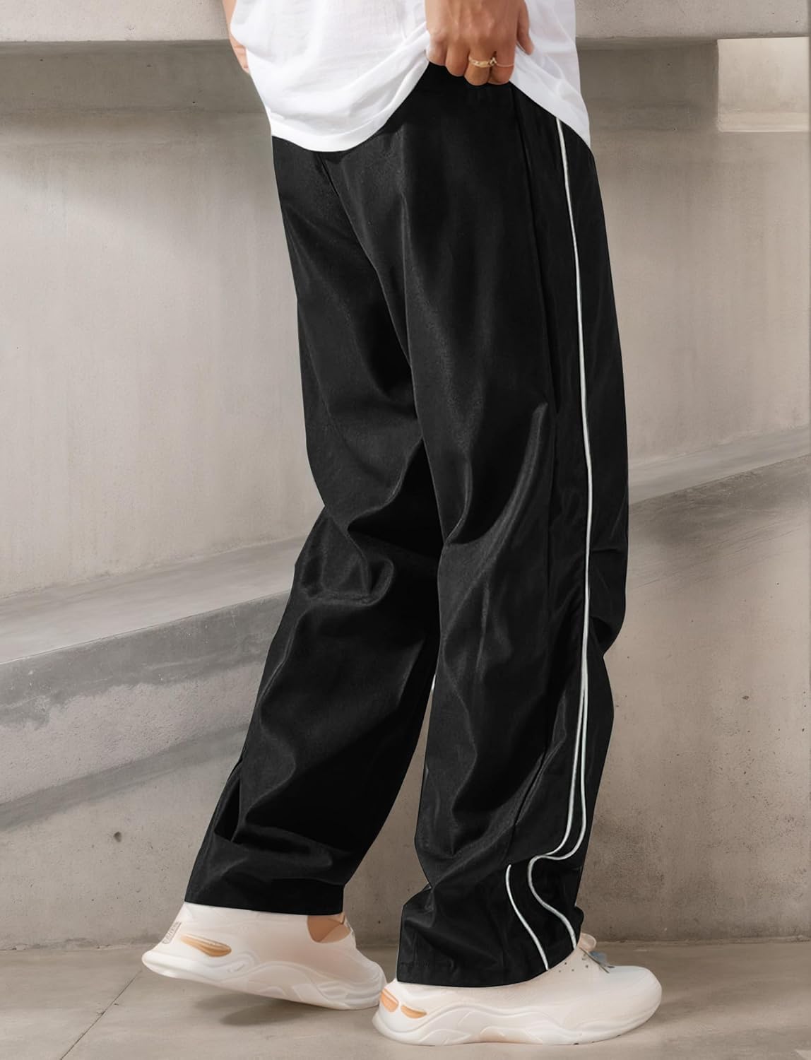 SEAUR Men's Baggy Pants Y2k Parachute Sweatpants Hiking Straight Leg Track Trousers - Image 2