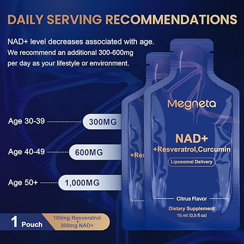 Miniatura 5 de Suplemento liposomal NAD+ con resveratrol, antienvejecimiento, refuerzo de energía y apoyo a la salud celular, 15.2 onzas líquidas NAD líquido para