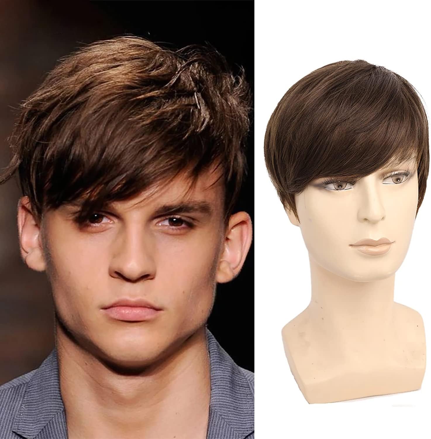 Hugewth Mens Short Wig Men's Wig Handsome Male Daily Costume Synthetic