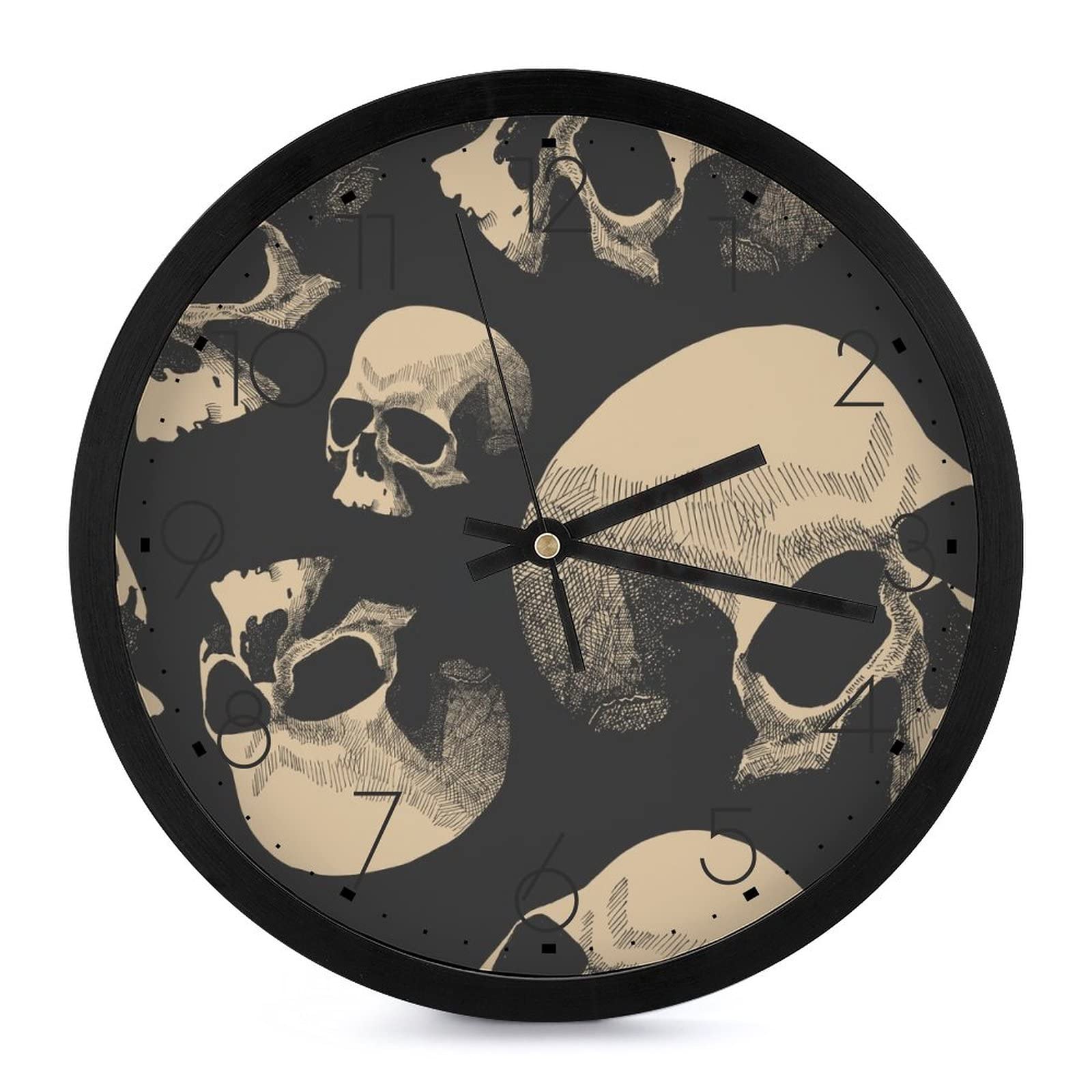 Horloge murale crâne rétro pour salon et cuisine design vintage