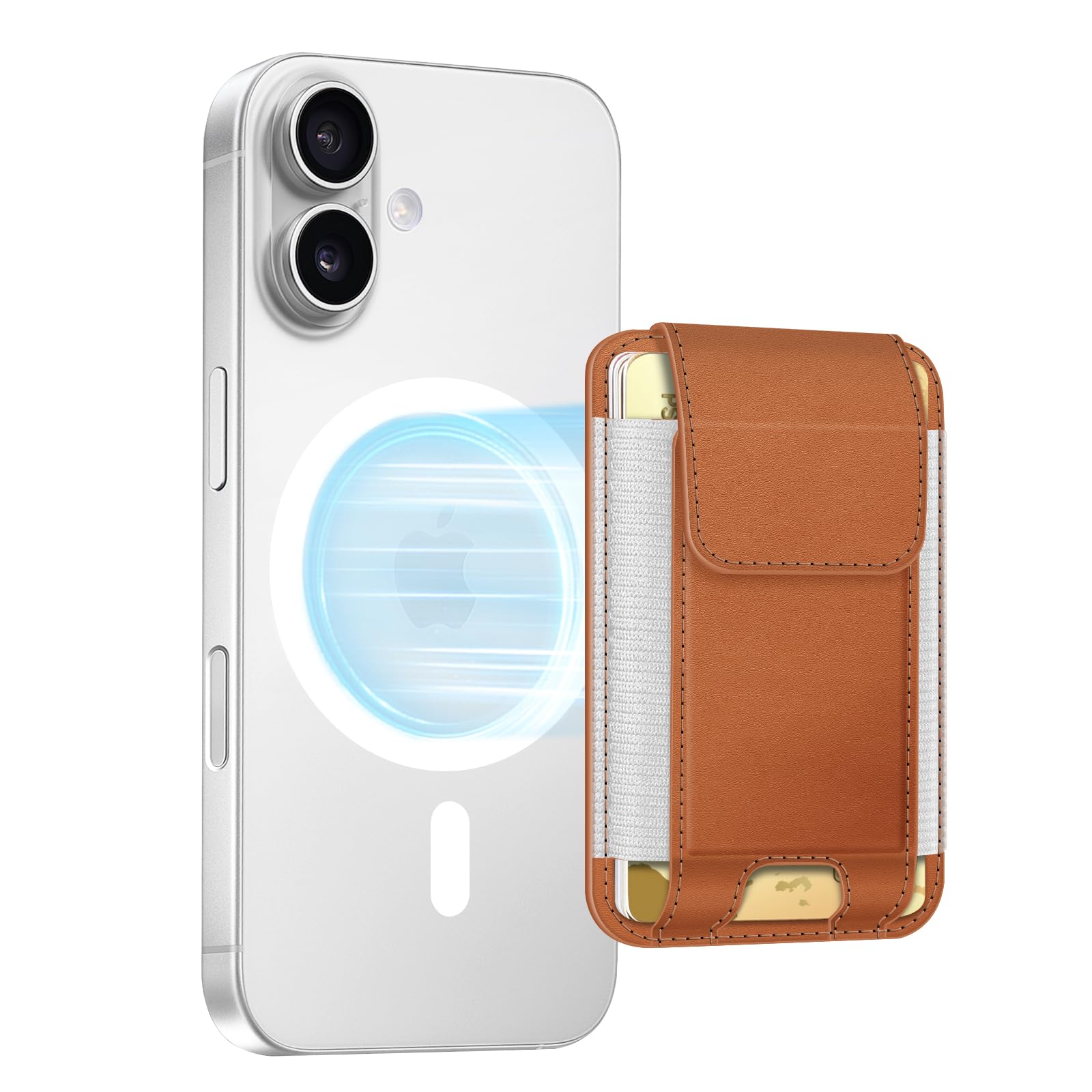 FINPAC MagSafe Wallet, Magnetic Card Wallet Holder for iPhone 17/16/15/14/13/12 Series, Safe RFID Blocking Slim Leather 6 Card Holder for Women Men