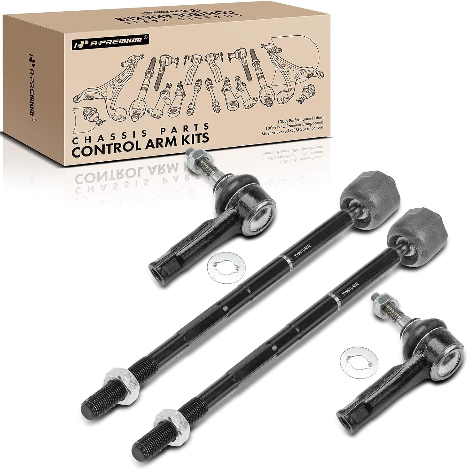 A-Premium Set of 4, Front Inner and Outer Tie Rod End Kit, Compatible with Buick Encore 2013-2022 & Chevrolet Trax 2013-2022