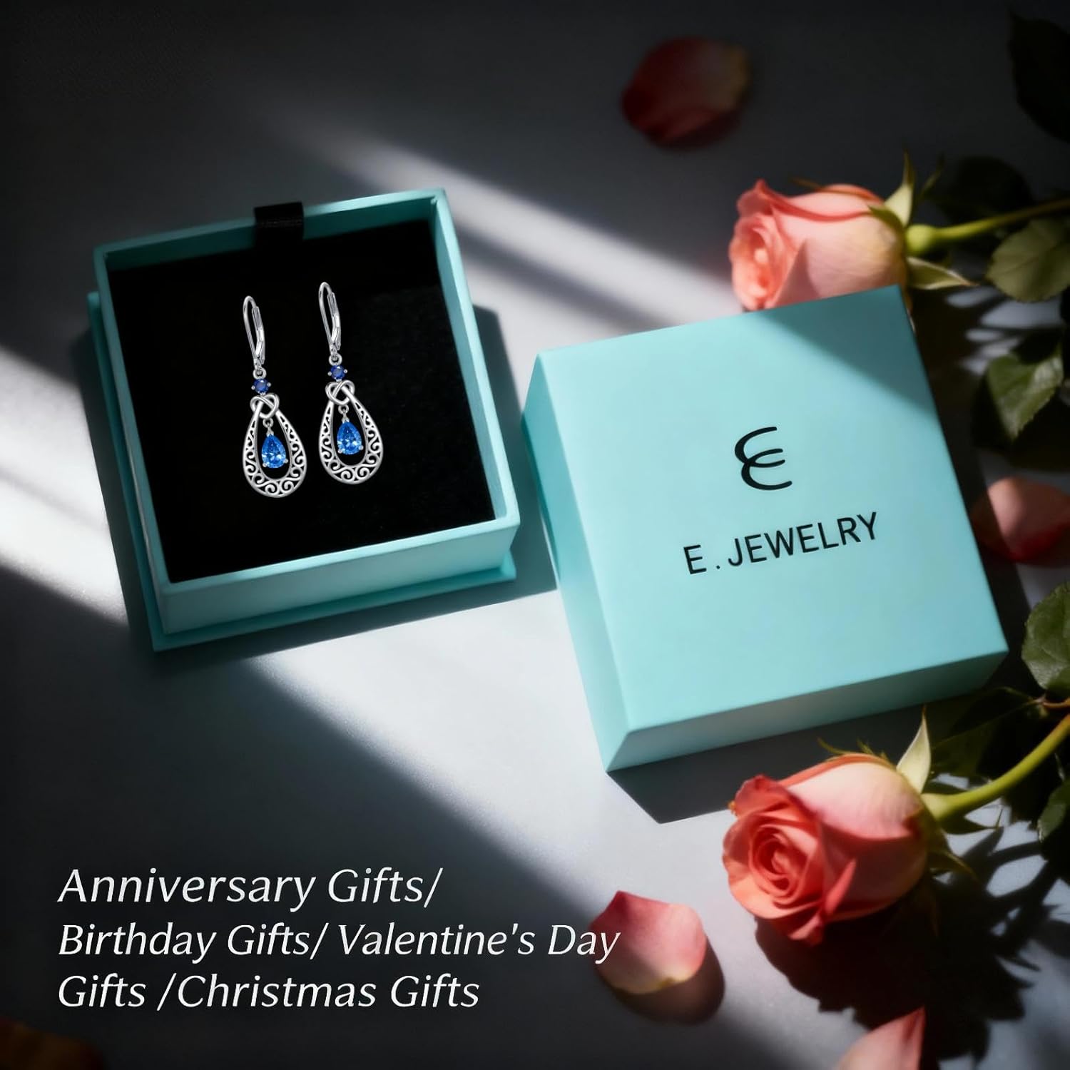 Teardrop Birthstone Dangle Drop Earrings Sterling Silver Infinity Filigree Leverback Earrings, Infinity Love Birthday Anniversary Valentines Day Gifts for Her Women Mom Wife - Image 6