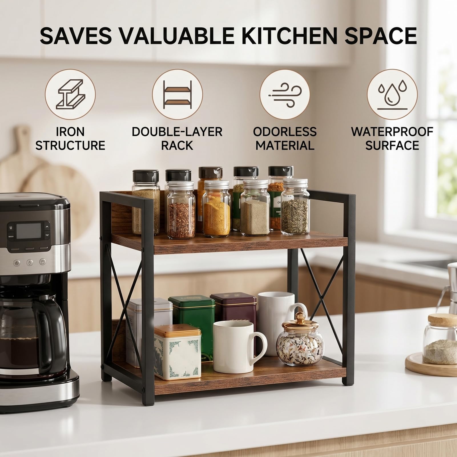 Organizador de Estantes de Encimera de 2 Niveles Cocina