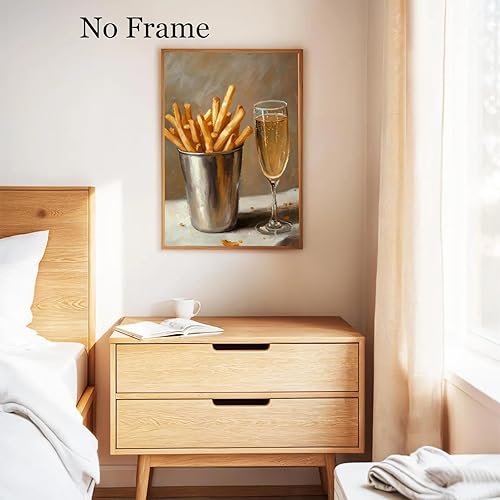 Miniatura 4 de Arte de pared vintage para cocina, póster de cóctel de moda, Martini y papas fritas, impresiones de carrito de bar, lienzo de cóctel retro, imagen