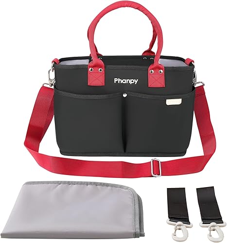 Phanpy Bolsa de pañales con cambiador, bolsa de pañales para bebé con cambiador, Mochila de viaje multifuncional, bolsa impermeable de gran