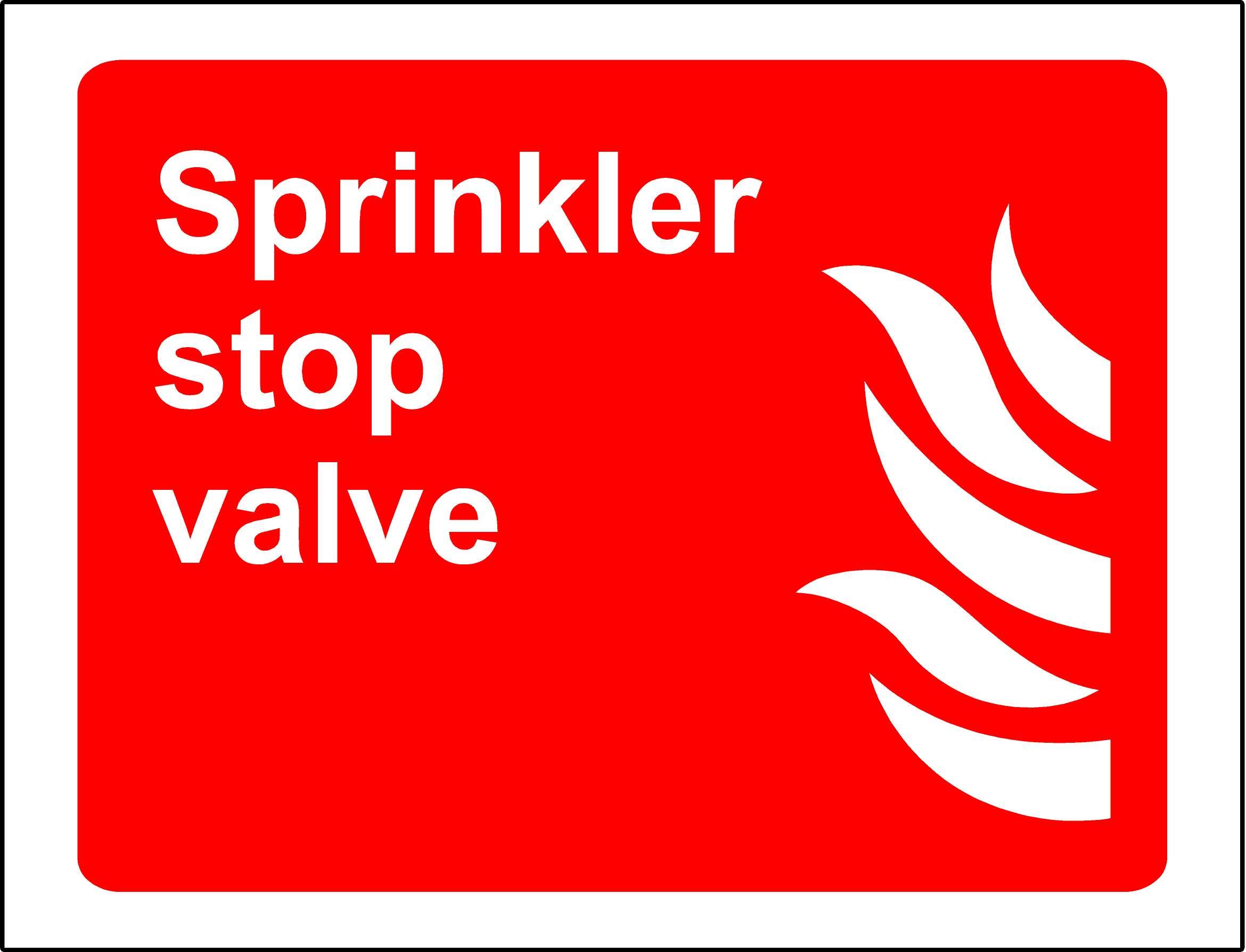 Sprinkler stop valve Fire safety sign - 1.2mm Rigid plastic 200mm x 150mm