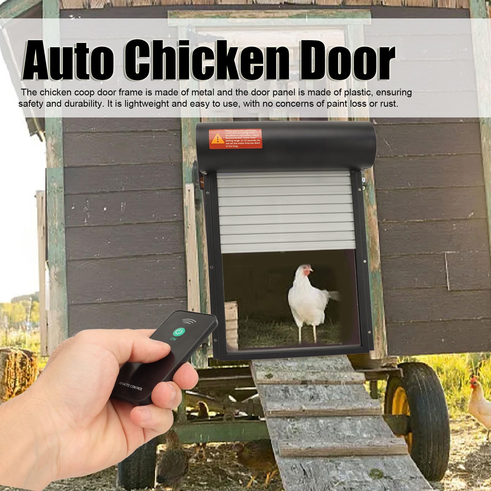 Puerta Automática de Gallinero con Energía Solar, Control Remoto, Sensor de Luz, Pantalla LED, Abridor Automático para Diferentes Tamaños
