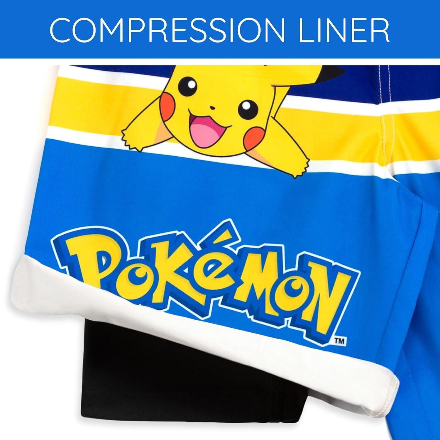 Pokemon Compression UPF 50+ Swim Trunks Little Kid to Big Kid Sizes (4-14-16)