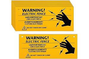 Caution Electric Fence Signs, 8 Pack Warning Signs 10" x 4"