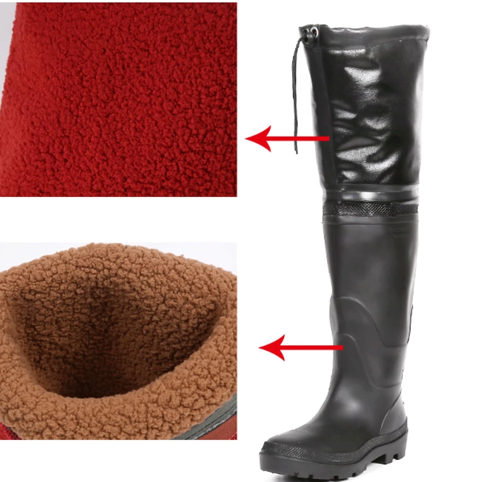 Genouillère avec Cuissardes élastiques réglables et Chaudes, Hauteur 60cm, pour Hommes et Femmes, Travail agricole Bottes Anti-Boue