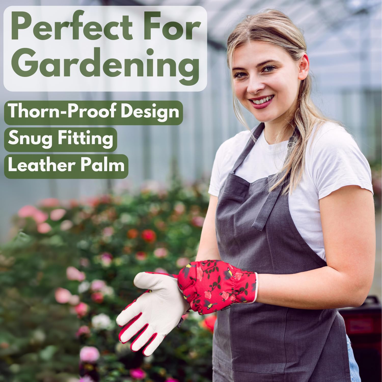 Islero Gardening gloves for Men and Women Tough Thorn Proof Comfortable Breathable Protective leather with Strong Grip Rigger Garden work Safety gloves (short red - Image 3