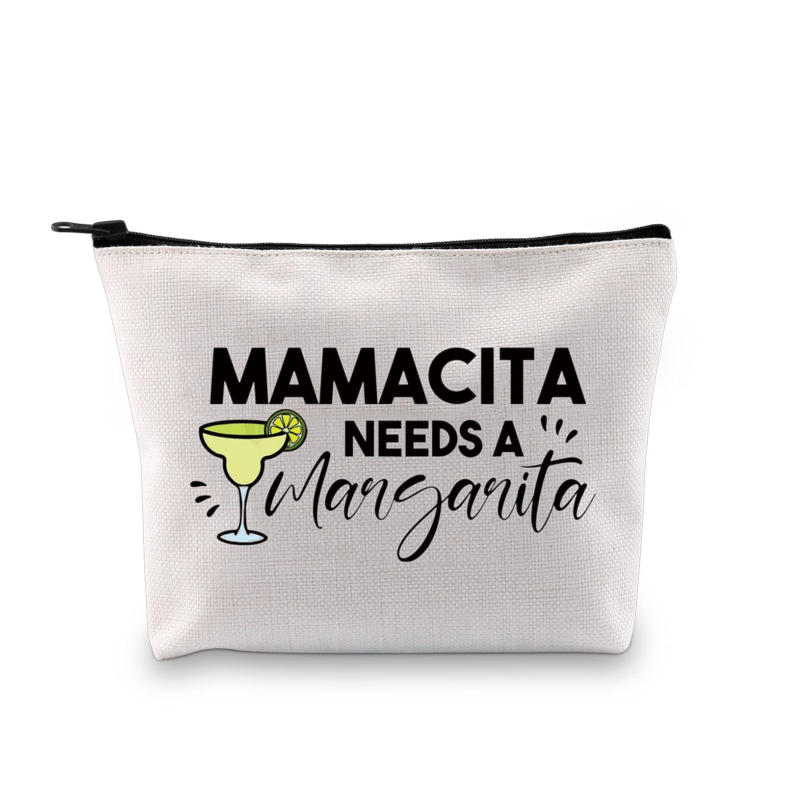 G2TUP Margarita Lover Gift Drinking Gift Mamacita Needs A Margarita Cosmetic Bag and Travel Make Up Pouch Cinco De Mayo Gift (Mamacita Needs A Margarita White Bag)