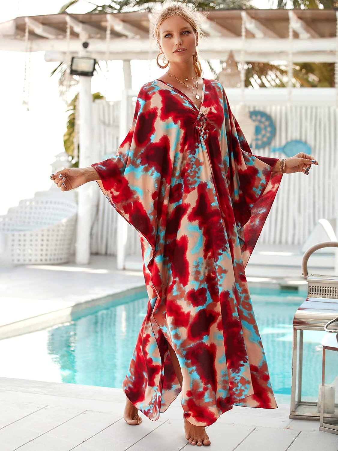 sunforyou Kaftan Dresses for Women Stylish Caftans Plus Size Beach Cover up Soft Loungewear