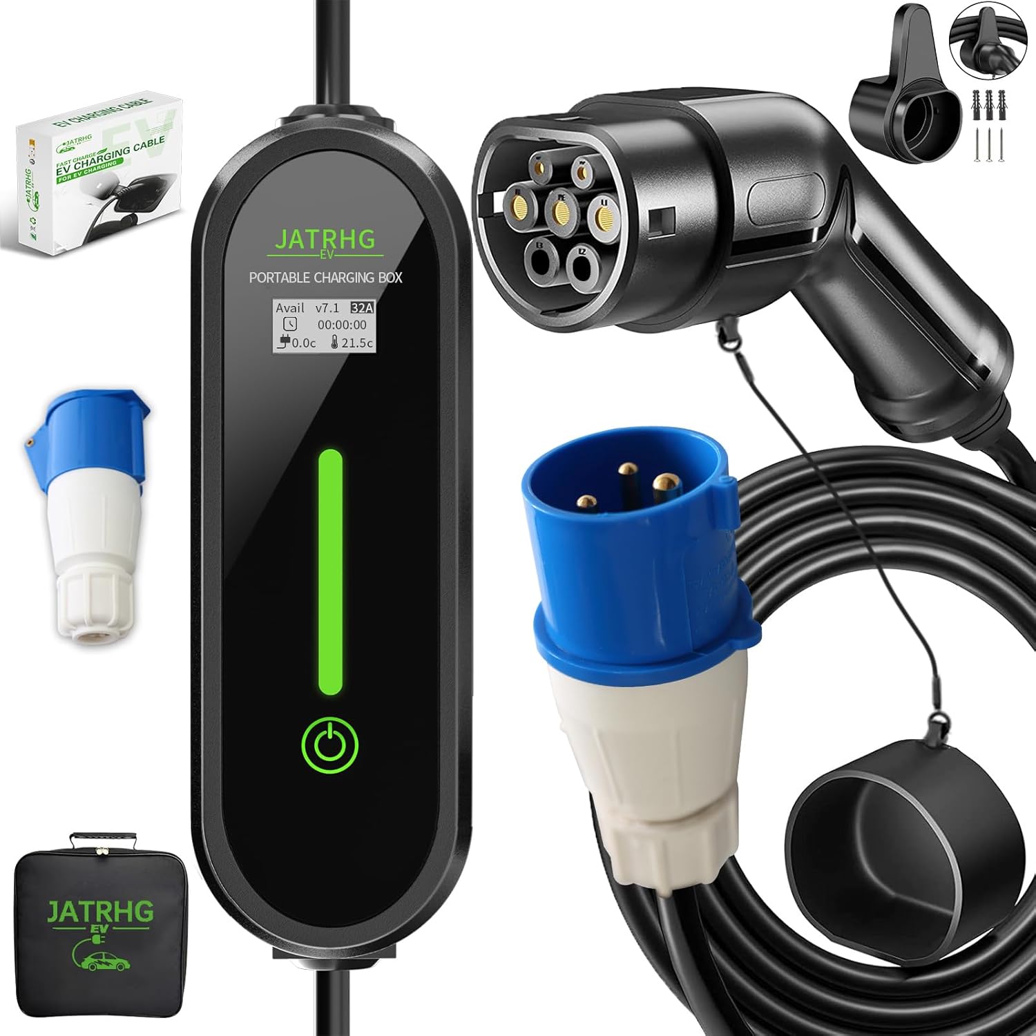 Caricabatterie Per Auto Elettriche A Casa Carica Ev Con Luci Di Cavo Di Tipo 2 Accese Fotografia - Foto 6