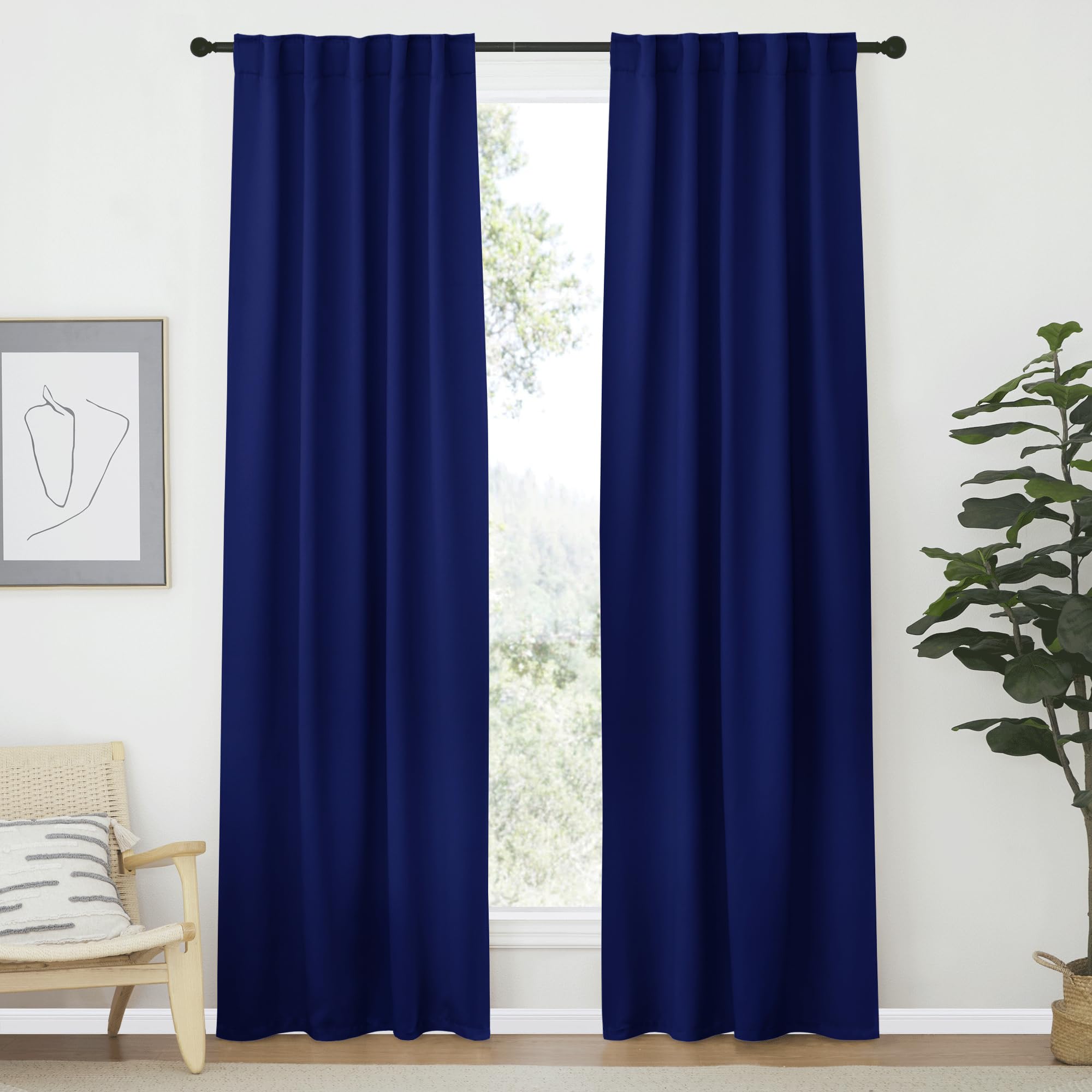 NICETOWN Blackout Curtain Panels Window Draperies - (Royal Blue Color) 42-Inch Wide x84-Inch Long, 2 Pieces, Home Decoration Light &amp; Noise Reducing Window Covering Room Darkening Drapes for Bedroom