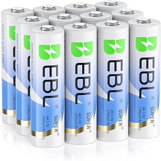 EBL Lithium AA Batteries 12 Pack, Longest Lasting 3700mAh 1.5V Non-Rechargeable, Upgraded Super Ⅲ AA Lithium Batteries for Blink Camera, Doorbell, Smart Lock Deadbolt