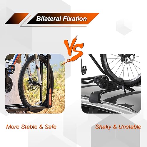 Miniatura 7 de TOOENJOY Portabicicletas en la azotea para coche SUV, soporte vertical para bicicletas con 2 brazos para barra transversal móvil, 1 portabicicletas