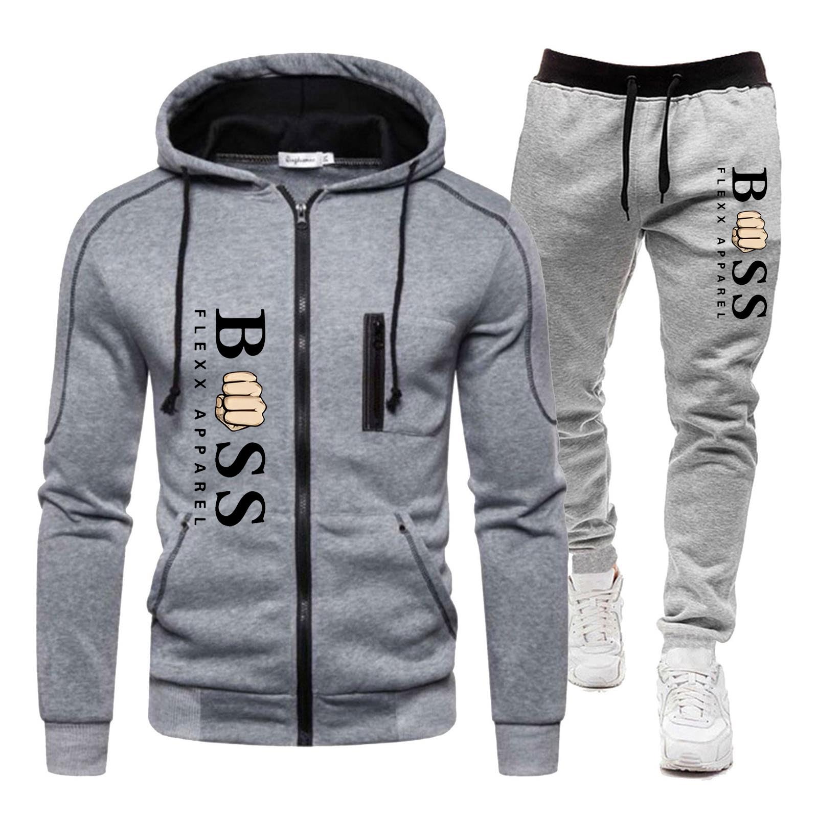 Survêtement Homme à Capuche Ensemble Jogging Homme 2 Pièces Sweat Zippé Hoodies et Pantalon Jogging Manches Longues Combinaison de Sport pour Gym Élégant pour Gym Running Loisirs