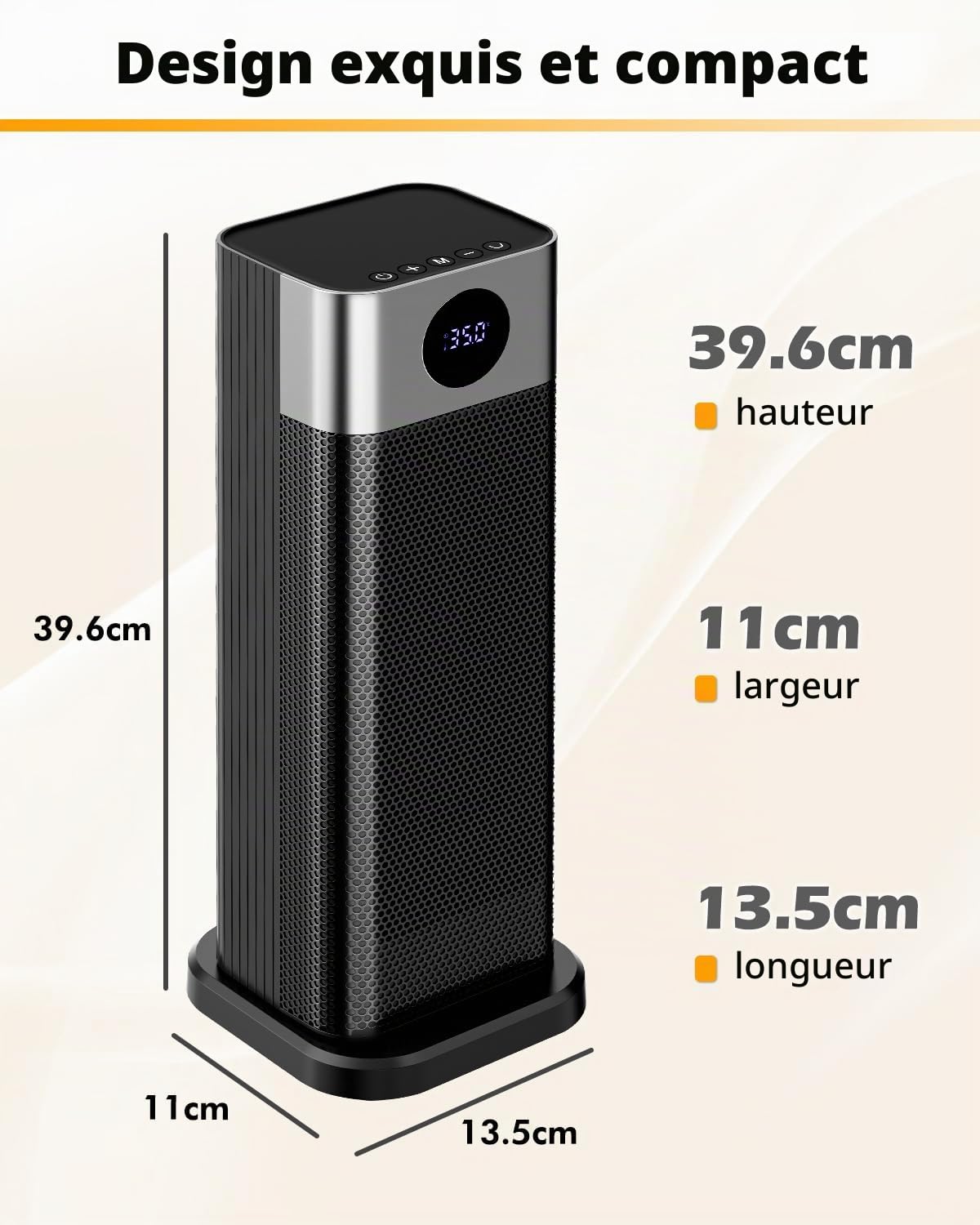 Sendowtek Chauffage Céramique 2000W, Oscillation 70°, Thermostat