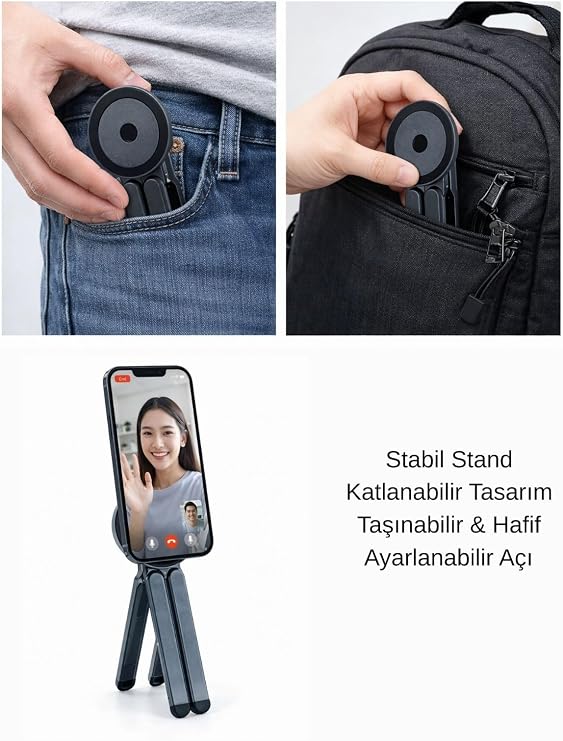 Katlanabilir Portatif Laptop Standı Manyetik Telefon ve Tablet Tutucu Tripod 4 in 1 DS-500