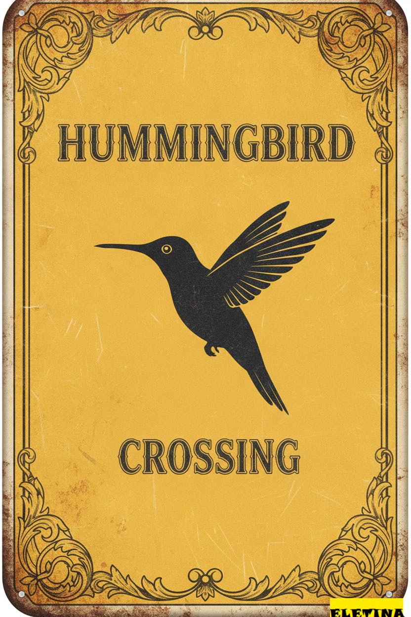 Personalized Sign for Man Cave Metal Warning Hummingbird Crossing Men S Vintage Street Warning Symbol Metal Tin Wall Plaque Yard Road Street Outdoor Driveway 8x12in Private Property Decorative