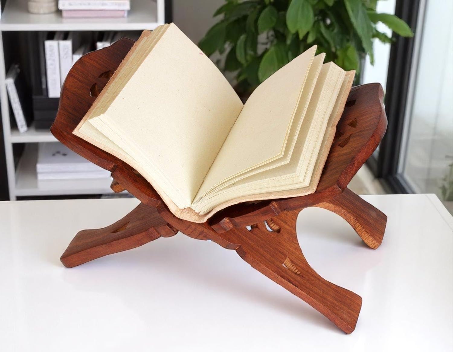 Ani Divine Handcrafted Sheesham Wood Book Holder 12 Inch Rehal for Shiv Puran Path, Geeta, Quran, Bible-image-35