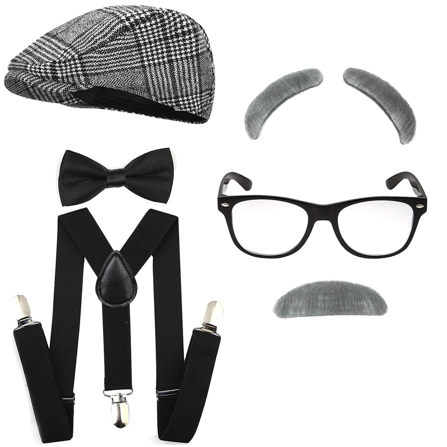 KaKaxi Halloween Old Man Costume Set for Men Boys 100 Days of School Grandpa Costumes for Child Kids,1QJ-DG