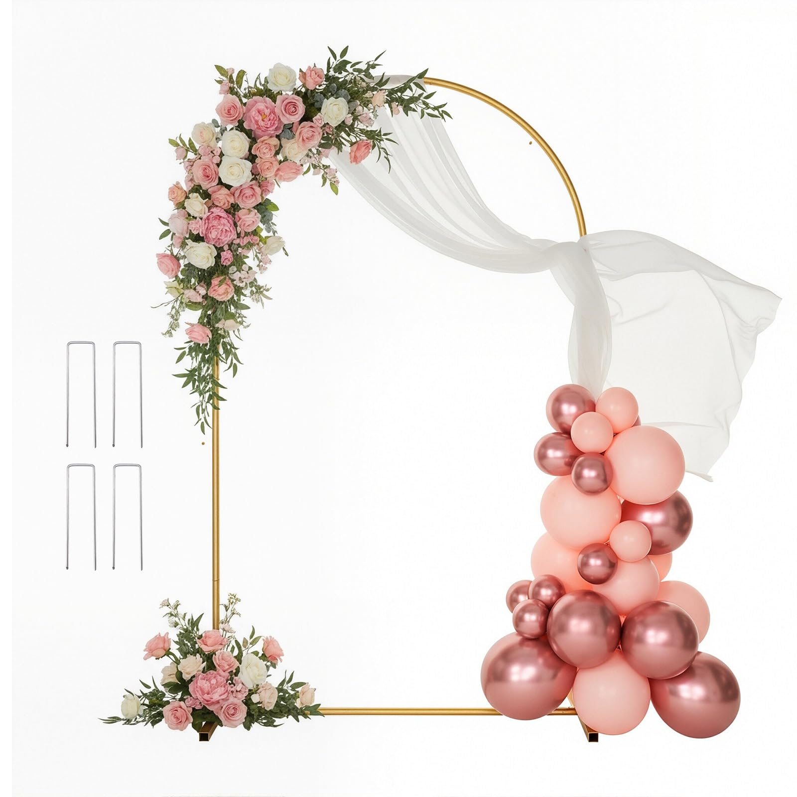 XRCHAA 1.8M/6FT Wedding Arch Stand Balloon, Metal Flower Balloon Arch Stand Backdrop Frame for Birthday Anniversary Wedding Ceremony Celebration Graduation Decoration
