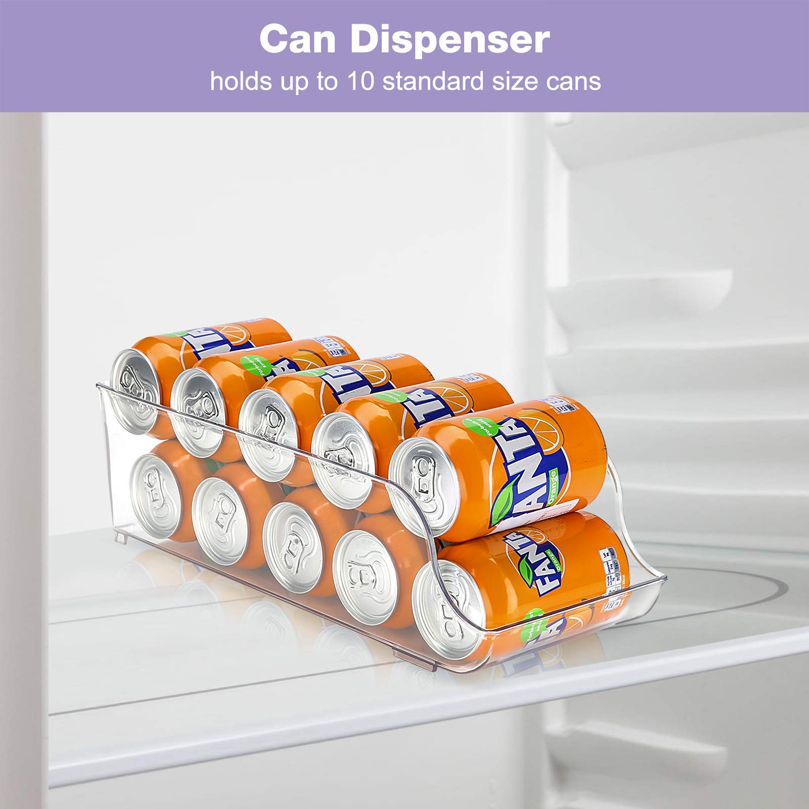 Puricon Portalattine per Frigorifero 2 Pezzi, Contenitori Alimenti Organizzatori per Dispensa, Cucina, Frigo, Armadietti, Ripiani, Bagno Porta Lattine Bevanda Soda Coca Cola Fanta Birra Merenda