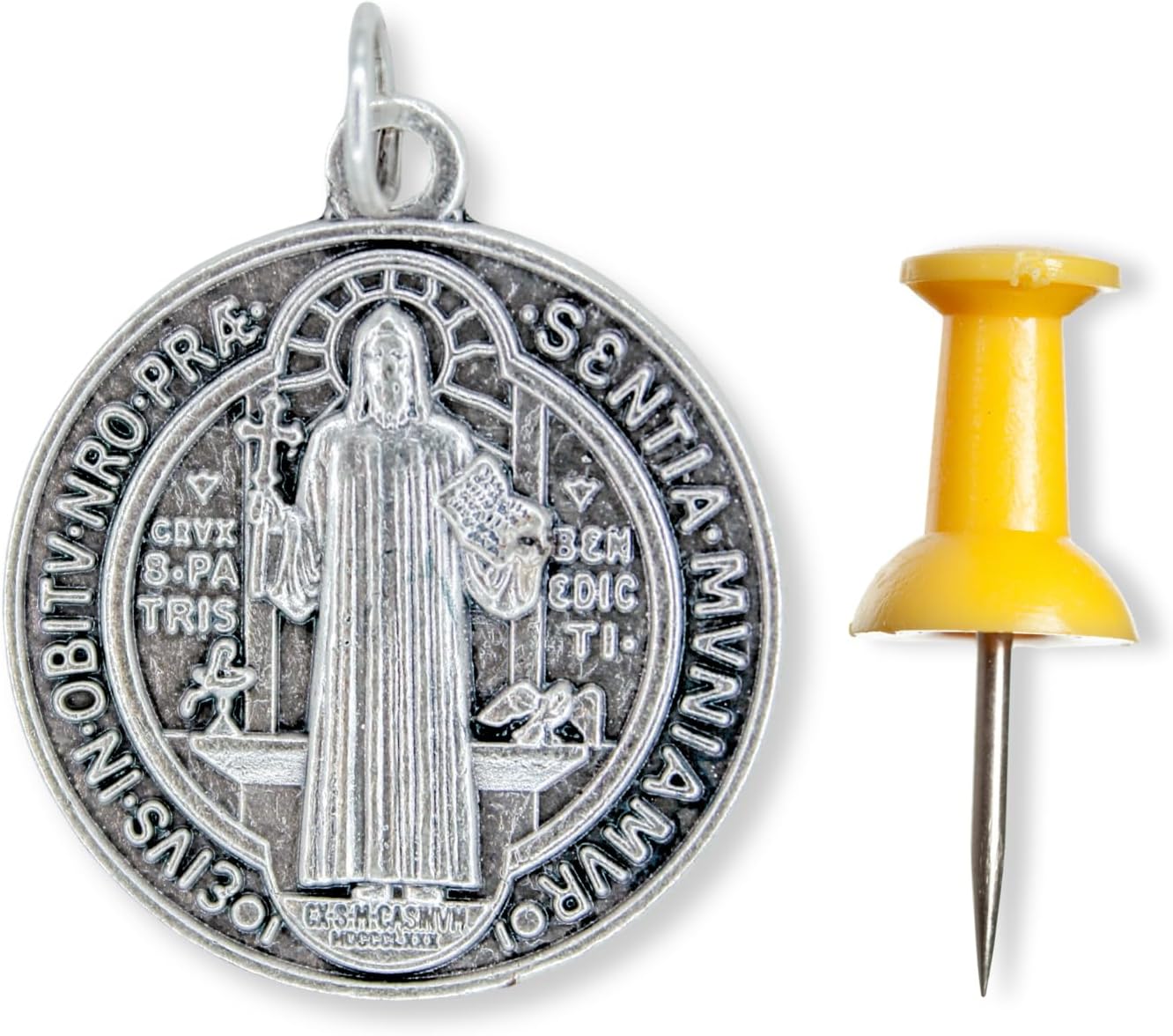 Caritas et Fides Pack of 3 - Round Saint Benedict Medals (1.25", Silver Oxidized), Made in Italy - Catholic Protection from Evil and Overcoming Addiction - Image 5