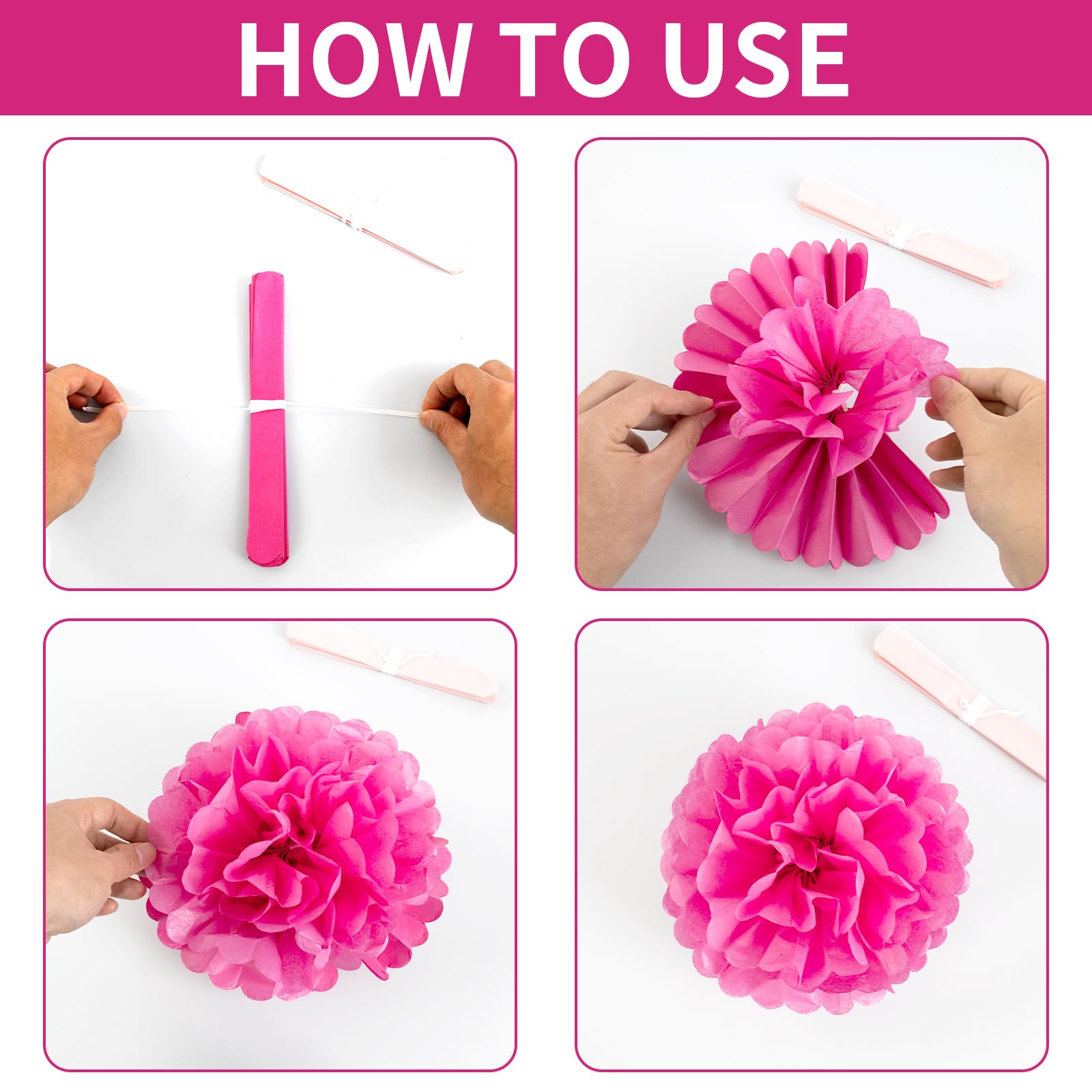 Papieren bloemen pompons pastel 40cm (2st