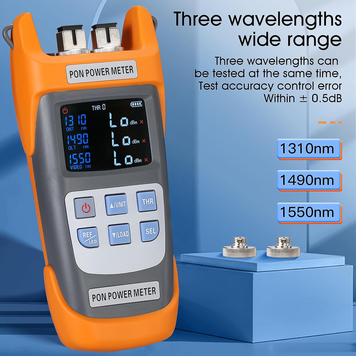PON Optical Power Orange A-330U SCUPC Interface Optical Fiber Power Meter Network Online Detection Tester with SCUPC/FCUPC Adapter 1310 1490 1550nm (SCUPC FCUPC Interface)